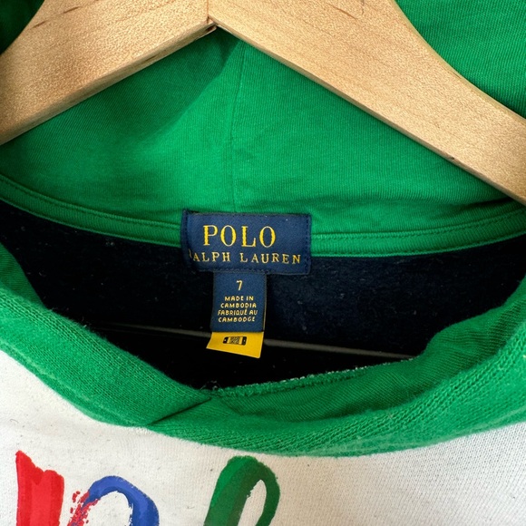 Vintage Polo by Ralph Lauren Green and Yellow Color-Block Hoodie - Picture 4 of 5